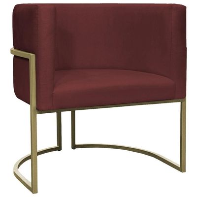 Kit 2 Poltronas Decorativa Recepção Luna Suede Cores Base De Ferro Champagne Bordô Suede