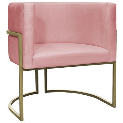 Kit 2 Poltronas Decorativa Recepção Luna Suede Cores Base De Ferro Champagne Rosê Suede