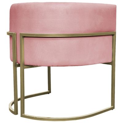 Kit 2 Poltronas Decorativa Recepção Luna Suede Cores Base De Ferro Champagne Rosê Suede