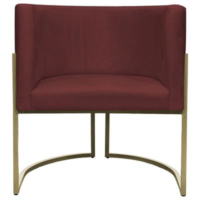 Kit 2 Poltronas Decorativa Recepção Luna Suede Cores Base De Ferro Champagne Bordô Suede