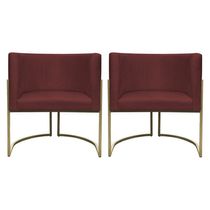 Kit 2 Poltronas Decorativa Recepção Luna Suede Cores Base De Ferro Champagne Bordô Suede