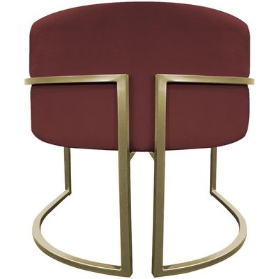 Kit 2 Poltronas Decorativa Recepção Luna Suede Cores Base De Ferro Champagne Bordô Suede