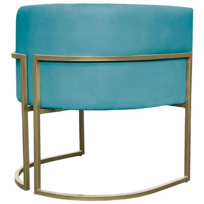 Kit 2 Poltronas Decorativa Recepção Luna Suede Cores Base De Ferro Champagne Azulturquesa Suede