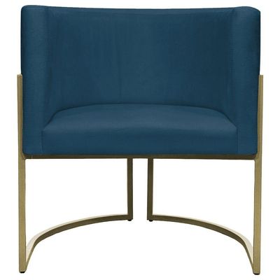 Kit 2 Poltronas Decorativa Recepção Luna Suede Cores Base De Ferro Champagne Azulmarinho Suede