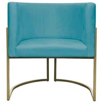 Kit 2 Poltronas Decorativa Recepção Luna Suede Cores Base De Ferro Champagne Azulturquesa Suede