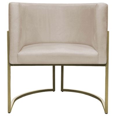 Kit 2 Poltronas Decorativa Recepção Luna Suede Cores Base De Ferro Champagne Bege Suede