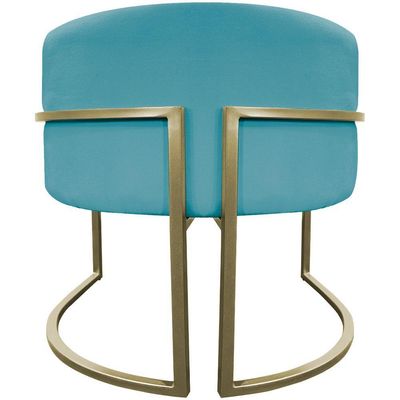 Kit 2 Poltronas Decorativa Recepção Luna Suede Cores Base De Ferro Champagne Azulturquesa Suede