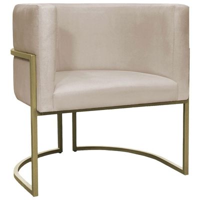 Kit 2 Poltronas Decorativa Recepção Luna Suede Cores Base De Ferro Champagne Bege Suede