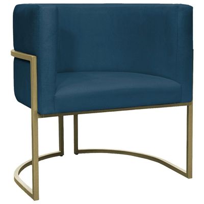 Kit 2 Poltronas Decorativa Recepção Luna Suede Cores Base De Ferro Champagne Azulmarinho Suede