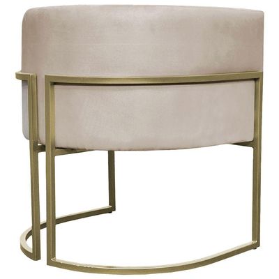 Kit 2 Poltronas Decorativa Recepção Luna Suede Cores Base De Ferro Champagne Bege Suede