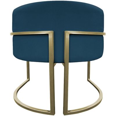 Kit 2 Poltronas Decorativa Recepção Luna Suede Cores Base De Ferro Champagne Azulmarinho Suede