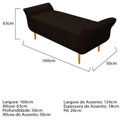 Recamier Estofado Ari 160 Cm Queen Corano Marrom Doce Sonho