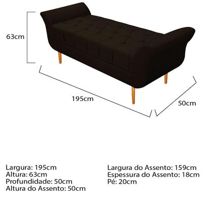 Recamier Estofado Ari 195 Cm King Corano Marrom Doce Sonho