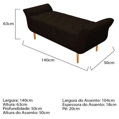 Recamier Estofado Ari 140 Cm Casal Corano Marrom Doce Sonho