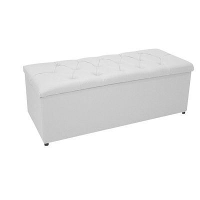 Kit Cabeceira Calçadeira Baú Estofada 140cm Casal Branco