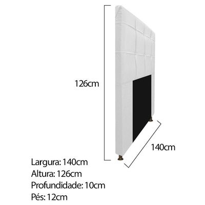Kit Cabeceira Calçadeira Baú Estofada 140cm Casal Branco