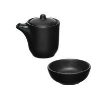 Conjunto Shoyu Em Porcelana Manhattan Preto Com 2 Peças Haüskraft