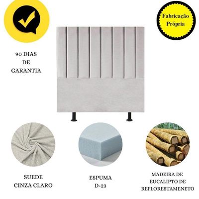 Cabeceira Estofada Cama King 195 Cm Maya Suede E Frame cinza Claro