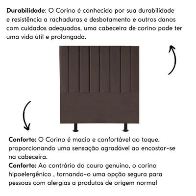 Cabeceira Estofada Cama Box King 195 Cm Sara Corino E Frame Cor:marrom
