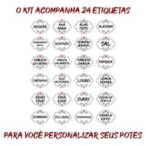 Pote Tempero 8 Potes+24 Etiquetas Titulos Etiqueta Branca