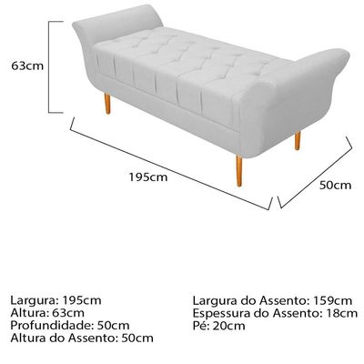 Cabeceira Lady e Recamier Ari 195 Cm King Size Branco