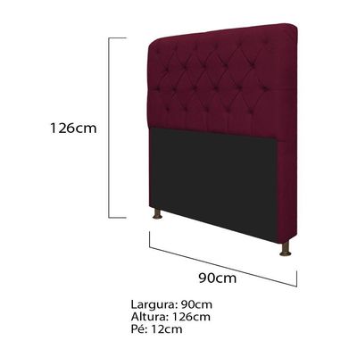 Cabeceira Lady e Recamier Ari 90Cm Solteiro Suede Bordô
