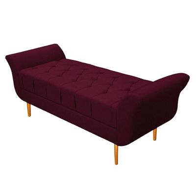 Cabeceira Lady e Recamier Ari 90Cm Solteiro Suede Bordô