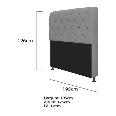 Cabeceira Lady e Recamier Ari 195 Cm King Size Cinza