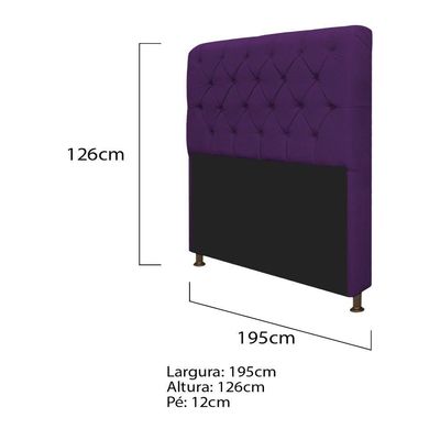 Cabeceira Lady e Recamier Ari 195 Cm King Size Suede Roxo