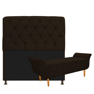 Cabeceira Lady e Recamier Ari 160 Cm Queen Size Marrom