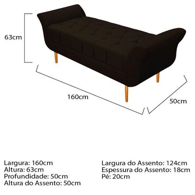 Cabeceira Lady e Recamier Ari 160 Cm Queen Size Marrom