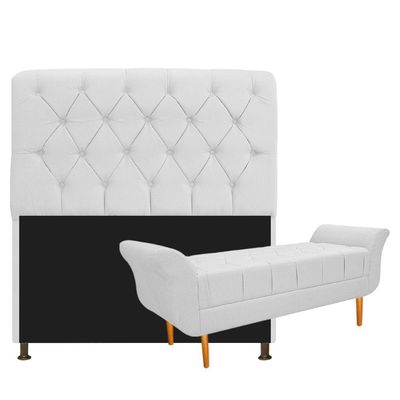 Cabeceira Lady e Recamier Ari 160 Cm Queen Size Branco