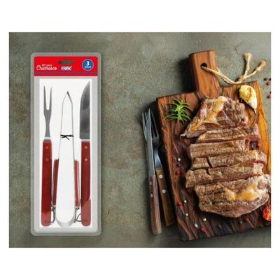 Kit Churrasco Inox 3 Pcs Essencial Ud 3701 - Fixxar