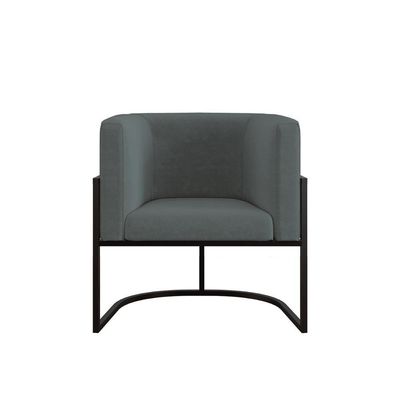 Kit 04 Poltronas Lua Sala Decorativa Base De Ferro Black Cinza