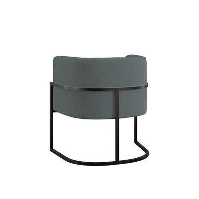 Kit 04 Poltronas Lua Sala Decorativa Base De Ferro Black Cinza
