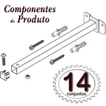 14 Suportes Refletor Base Reta Braço 50 Cm 14 Cjts - Preto