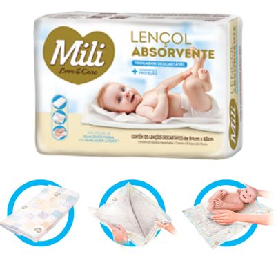 Trocador Descartável Mili Love & Care 8 Pacotes c/5 unidades