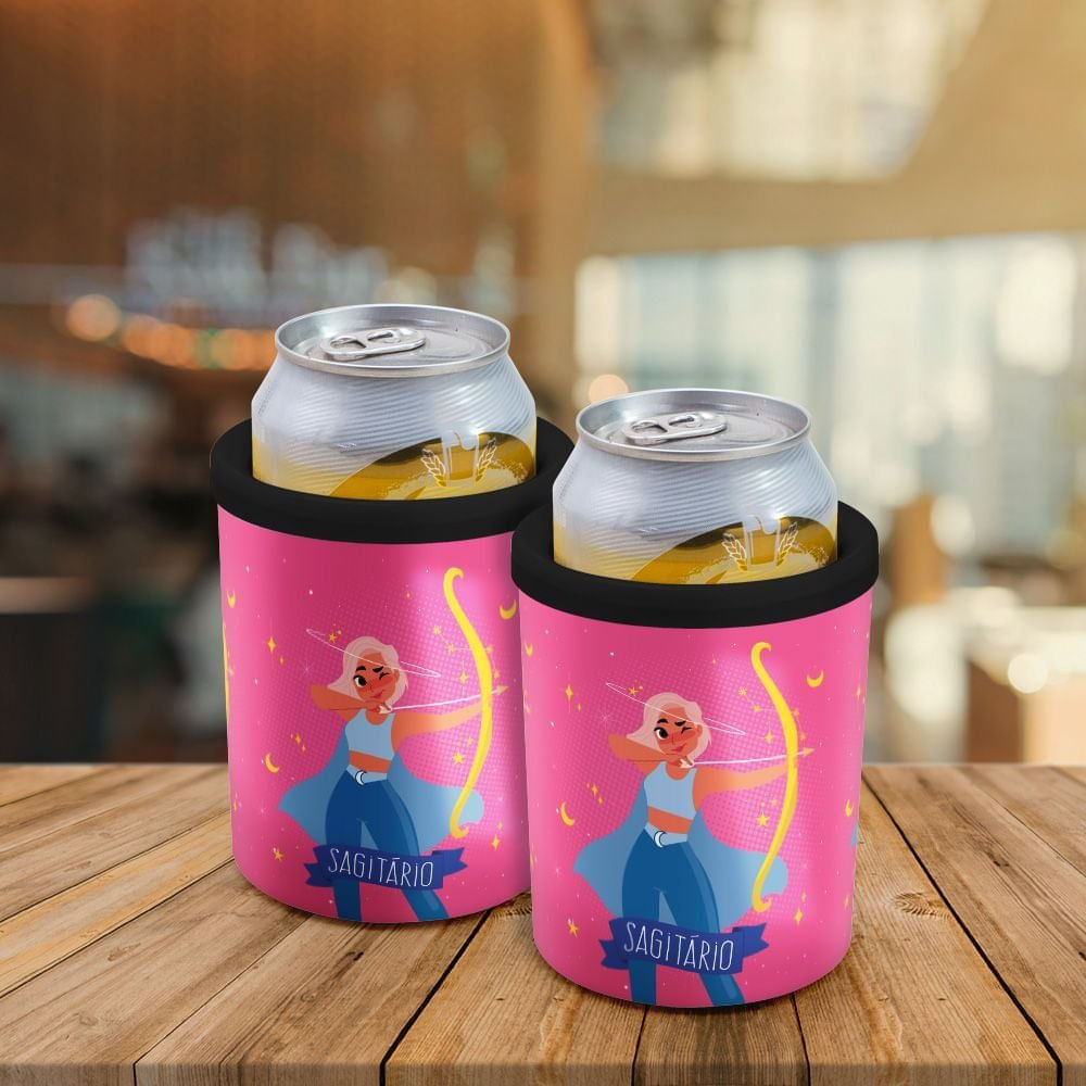Porta Latas 350ml SIGNOS - Sagitário - Rosa