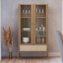 Cristaleira Para Sala de Jantar 2 Portas Industrial Indy A03 Hanover Dourado - Lyam Decor
