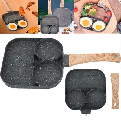 Frigideira Antiaderente 3 Partes Ovos Carnes Hambúrguer Cor