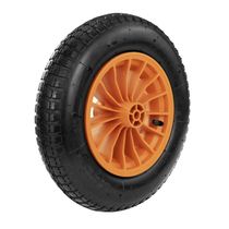 Pneu Com Câmara Tramontina 3.25-8 Polegada Com Roda Plástica 8" Para Carrinho De Mão