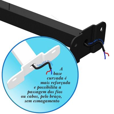 08 Suportes Refletor Base Reta Braço 80 Cm 8 Cjts - Preto