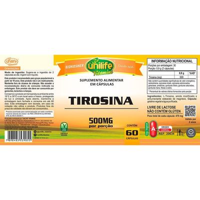 Tirosina Unilife 60 Cápsulas 470mg