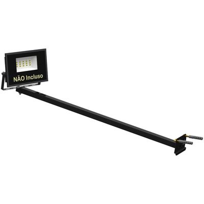 Suporte Refletor Inclinado Parede Braço 70 Cm Preto