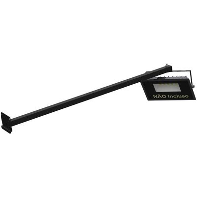 Suporte Refletor Inclinado Parede Braço 70 Cm Preto