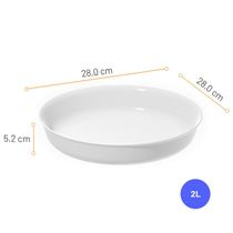 Assadeira Redonda de Vidro Temperado Branco Marinex Opaline 2L - Nadir 685917