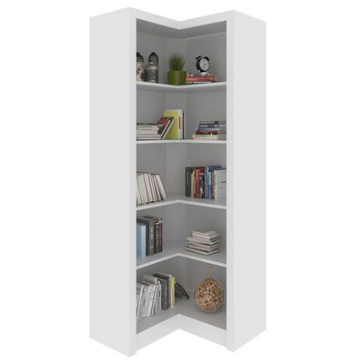 Armário Estante de Canto Alto para Escritório Home Office ME4132 MDP Branco G69 - Gran Belo