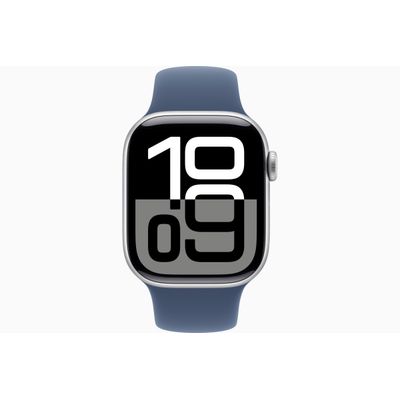 Apple Watch Series 10 (GPS 46 mm) Caixa Prateada em Alumínio com Pulseira Esportiva Azul (Denim)