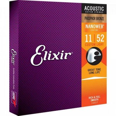 Encordoamento para Violao .011 Custom LIGHT Phosphor Nanoweb Elixir