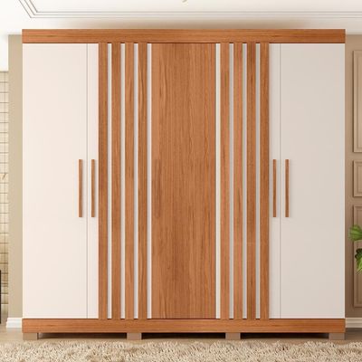 Guarda Roupa Casal 5 Portas 2 Gavetas Marta Marrom Caemmun